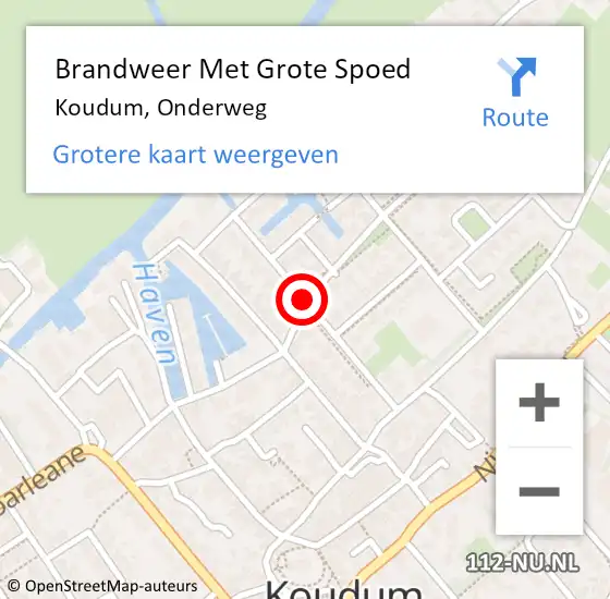 Locatie op kaart van de 112 melding: Brandweer Met Grote Spoed Naar Koudum, Onderweg op 31 december 2015 21:16