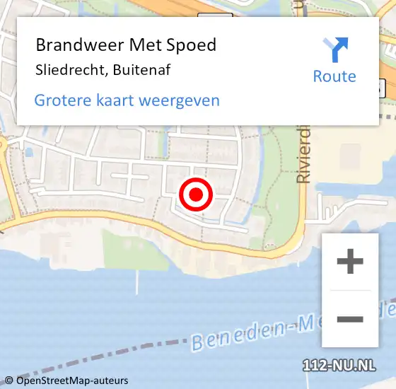 Locatie op kaart van de 112 melding: Brandweer Met Spoed Naar Sliedrecht, Buitenaf op 31 december 2015 21:19