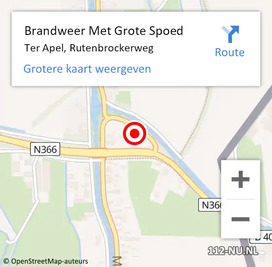 Locatie op kaart van de 112 melding: Brandweer Met Grote Spoed Naar Ter Apel, Rutenbrockerweg op 14 september 2013 15:19