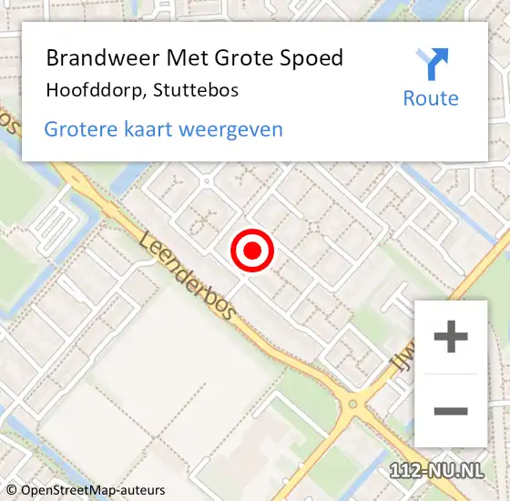 Locatie op kaart van de 112 melding: Brandweer Met Grote Spoed Naar Hoofddorp, Stuttebos op 31 december 2015 21:27