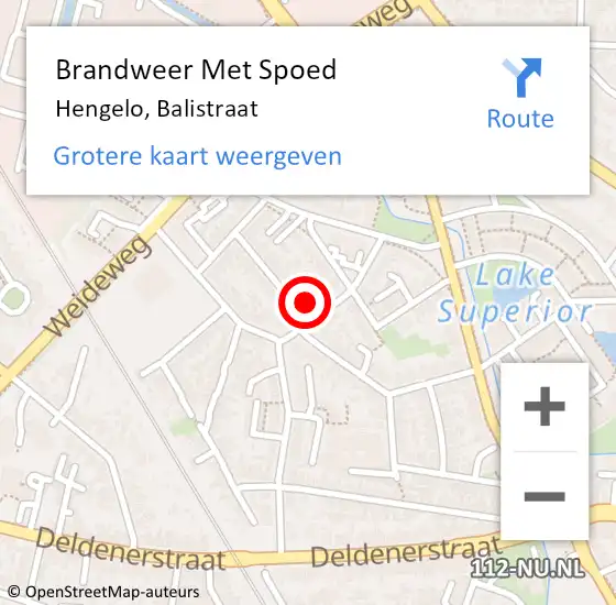 Locatie op kaart van de 112 melding: Brandweer Met Spoed Naar Hengelo, Balistraat op 31 december 2015 21:52