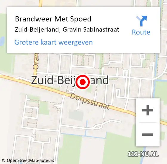 Locatie op kaart van de 112 melding: Brandweer Met Spoed Naar Zuid-Beijerland, Gravin Sabinastraat op 31 december 2015 22:04