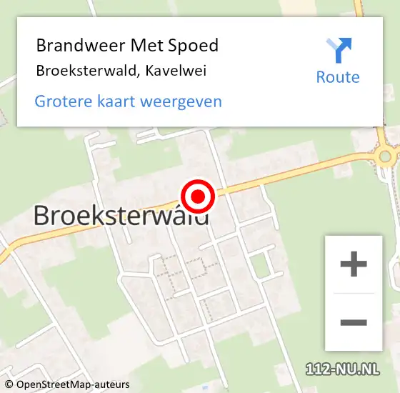 Locatie op kaart van de 112 melding: Brandweer Met Spoed Naar Broeksterwald, Kavelwei op 31 december 2015 22:10