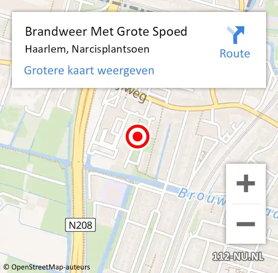 Locatie op kaart van de 112 melding: Brandweer Met Grote Spoed Naar Haarlem, Narcisplantsoen op 31 december 2015 22:36