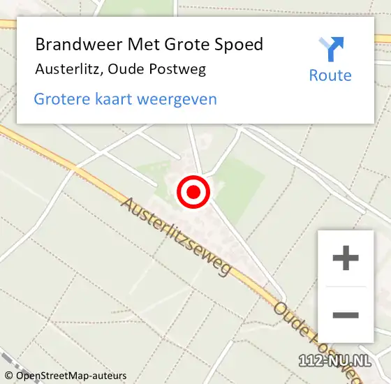 Locatie op kaart van de 112 melding: Brandweer Met Grote Spoed Naar Austerlitz, Oude Postweg op 31 december 2015 23:22