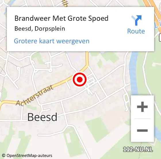 Locatie op kaart van de 112 melding: Brandweer Met Grote Spoed Naar Beesd, Dorpsplein op 31 december 2015 23:55