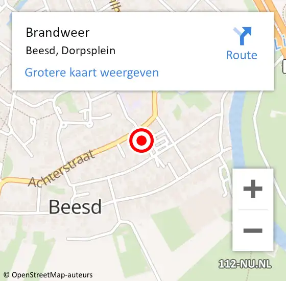 Locatie op kaart van de 112 melding: Brandweer Beesd, Dorpsplein op 31 december 2015 23:57