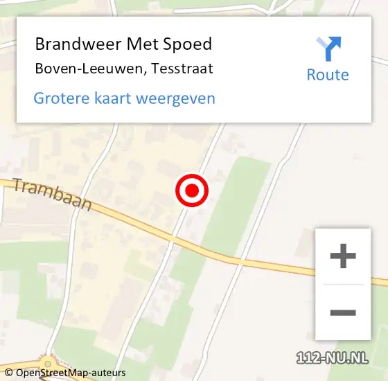 Locatie op kaart van de 112 melding: Brandweer Met Spoed Naar Boven-Leeuwen, Tesstraat op 1 januari 2016 00:12