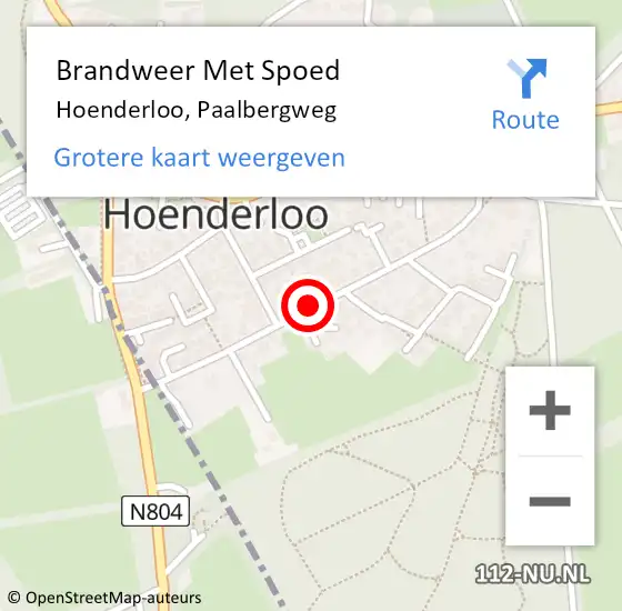 Locatie op kaart van de 112 melding: Brandweer Met Spoed Naar Hoenderloo, Paalbergweg op 1 januari 2016 00:20