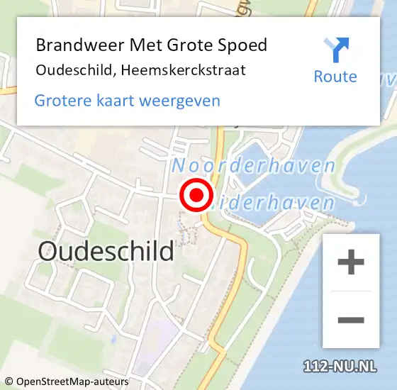 Locatie op kaart van de 112 melding: Brandweer Met Grote Spoed Naar Oudeschild, Heemskerckstraat op 1 januari 2016 00:31