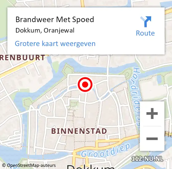 Locatie op kaart van de 112 melding: Brandweer Met Spoed Naar Dokkum, Oranjewal op 1 januari 2016 01:24