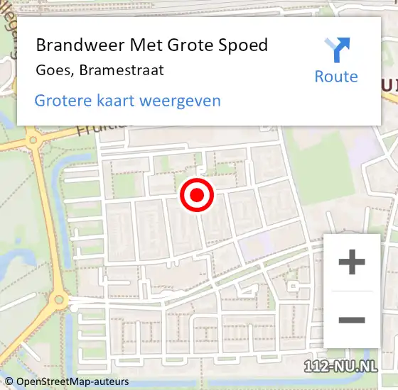 Locatie op kaart van de 112 melding: Brandweer Met Grote Spoed Naar Goes, Bramestraat op 1 januari 2016 01:40