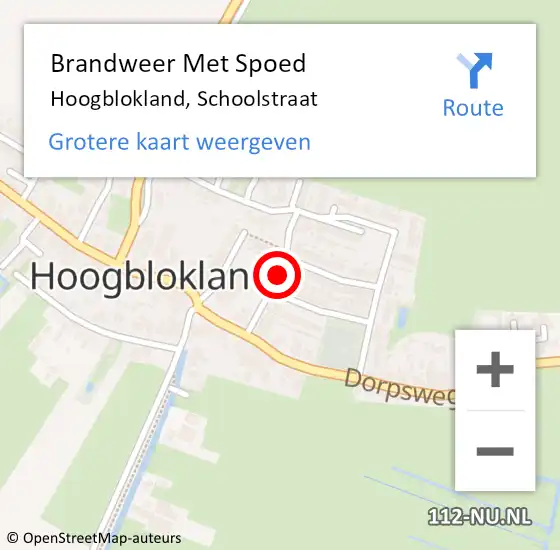 Locatie op kaart van de 112 melding: Brandweer Met Spoed Naar Hoogblokland, Schoolstraat op 1 januari 2016 01:43