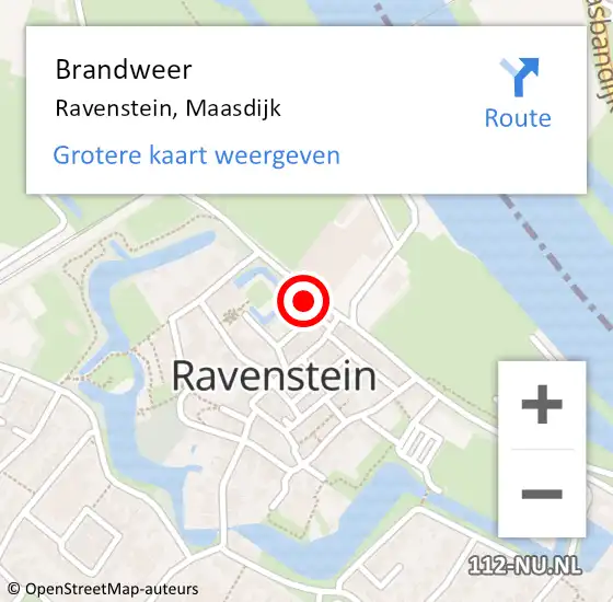 Locatie op kaart van de 112 melding: Brandweer Ravenstein, Maasdijk op 2 januari 2016 03:22