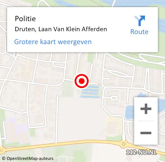 Locatie op kaart van de 112 melding: Politie Druten, Laan Van Klein Afferden op 14 september 2013 15:28