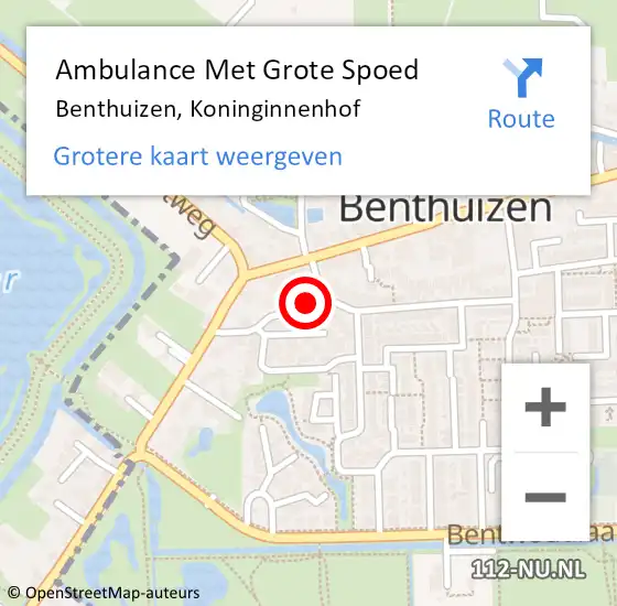 Locatie op kaart van de 112 melding: Ambulance Met Grote Spoed Naar Benthuizen, Koninginnenhof op 2 januari 2016 07:00