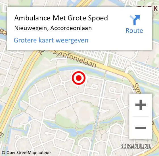 Locatie op kaart van de 112 melding: Ambulance Met Grote Spoed Naar Nieuwegein, Accordeonlaan op 2 januari 2016 07:59