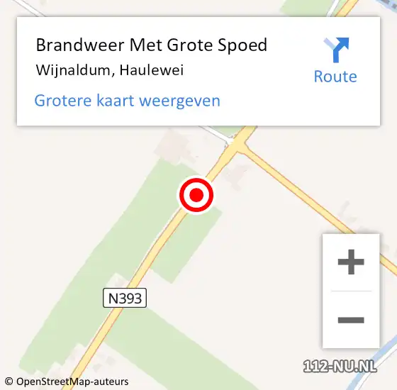 Locatie op kaart van de 112 melding: Brandweer Met Grote Spoed Naar Wijnaldum, Haulewei op 2 december 2013 08:17