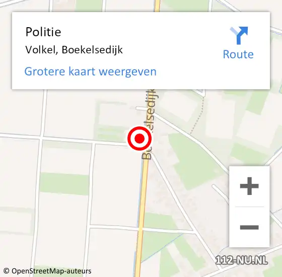 Locatie op kaart van de 112 melding: Politie Volkel, Boekelsedijk op 2 januari 2016 10:13