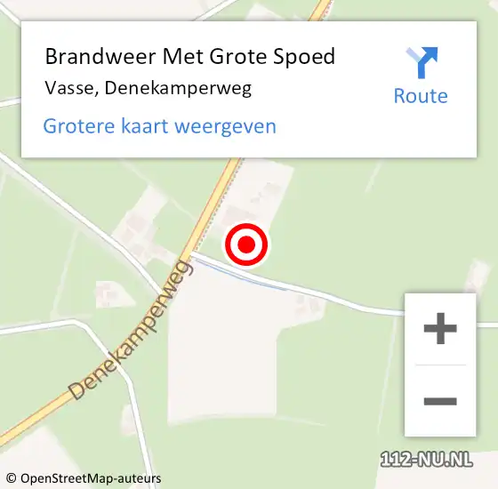 Locatie op kaart van de 112 melding: Brandweer Met Grote Spoed Naar Vasse, Denekamperweg op 2 januari 2016 11:00