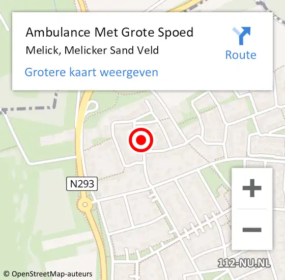 Locatie op kaart van de 112 melding: Ambulance Met Grote Spoed Naar Melick, Melicker Sand Veld op 2 januari 2016 11:12