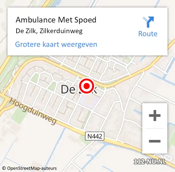 Locatie op kaart van de 112 melding: Ambulance Met Spoed Naar De Zilk, Zilkerduinweg op 2 januari 2016 11:16