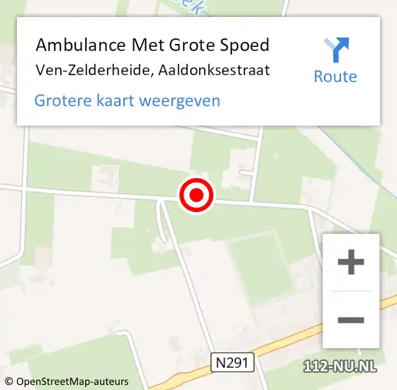 Locatie op kaart van de 112 melding: Ambulance Met Grote Spoed Naar Ven-Zelderheide, Aaldonksestraat op 2 januari 2016 11:43