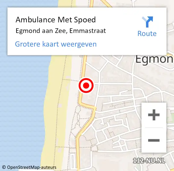 Locatie op kaart van de 112 melding: Ambulance Met Spoed Naar Egmond aan Zee, Emmastraat op 2 januari 2016 11:46