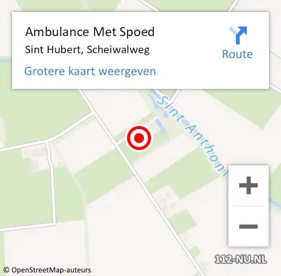 Locatie op kaart van de 112 melding: Ambulance Met Spoed Naar Sint Hubert, Scheiwalweg op 2 januari 2016 12:17