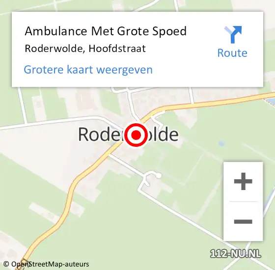 Locatie op kaart van de 112 melding: Ambulance Met Grote Spoed Naar Roderwolde, Hoofdstraat op 2 januari 2016 12:29