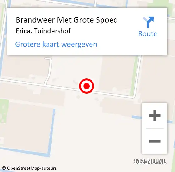 Locatie op kaart van de 112 melding: Brandweer Met Grote Spoed Naar Erica, Tuindershof op 2 januari 2016 14:13