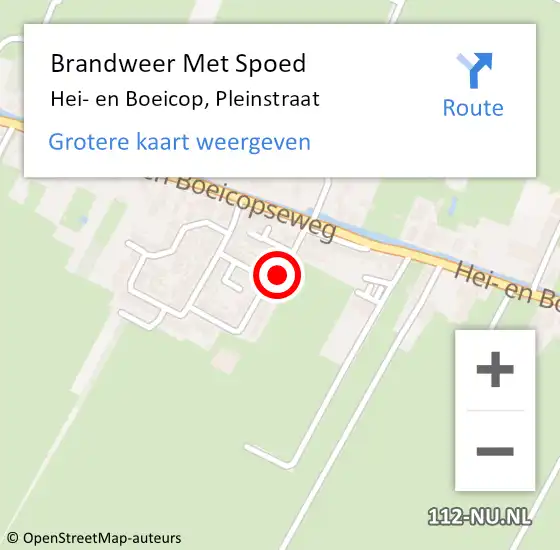 Locatie op kaart van de 112 melding: Brandweer Met Spoed Naar Hei- en Boeicop, Pleinstraat op 2 januari 2016 14:14