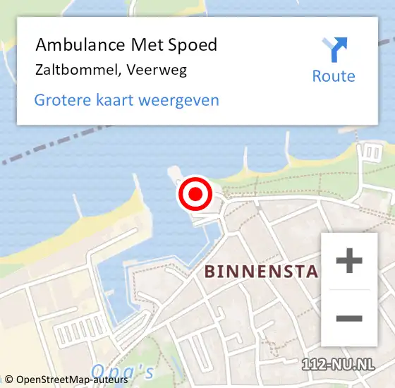 Locatie op kaart van de 112 melding: Ambulance Met Spoed Naar Zaltbommel, Veerweg op 2 januari 2016 14:18