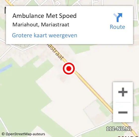 Locatie op kaart van de 112 melding: Ambulance Met Spoed Naar Mariahout, Mariastraat op 2 januari 2016 14:50