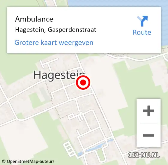 Locatie op kaart van de 112 melding: Ambulance Hagestein, Gasperdenstraat op 2 januari 2016 14:57