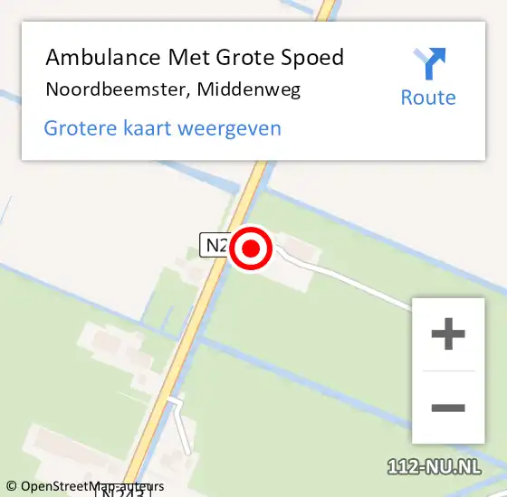 Locatie op kaart van de 112 melding: Ambulance Met Grote Spoed Naar Noordbeemster, Middenweg op 2 januari 2016 15:12