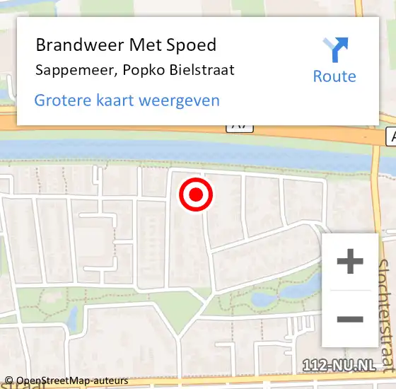 Locatie op kaart van de 112 melding: Brandweer Met Spoed Naar Sappemeer, Popko Bielstraat op 2 januari 2016 15:17