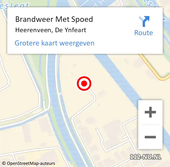 Locatie op kaart van de 112 melding: Brandweer Met Spoed Naar Heerenveen, De Ynfeart op 2 januari 2016 15:33