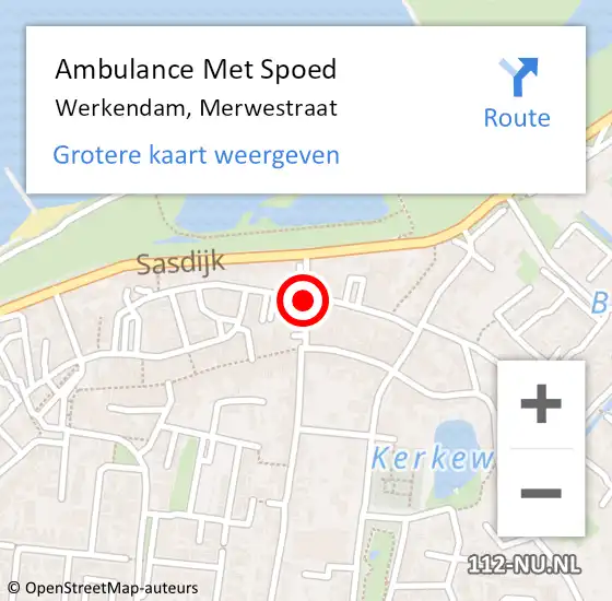 Locatie op kaart van de 112 melding: Ambulance Met Spoed Naar Werkendam, Merwestraat op 2 januari 2016 15:46