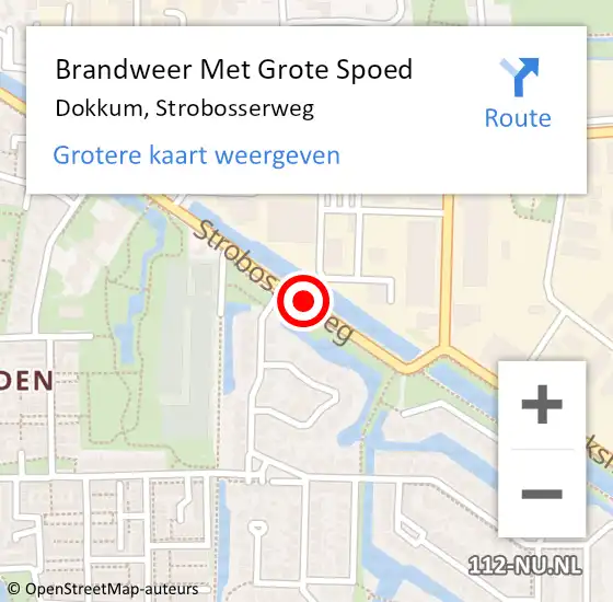 Locatie op kaart van de 112 melding: Brandweer Met Grote Spoed Naar Dokkum, Strobosserweg op 2 januari 2016 15:59