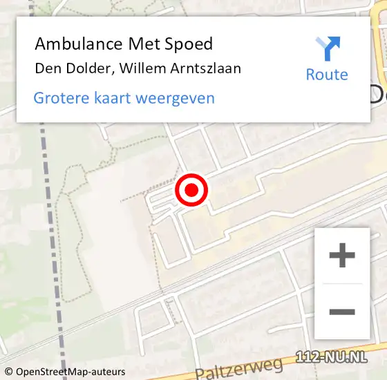 Locatie op kaart van de 112 melding: Ambulance Met Spoed Naar Den Dolder, Willem Arntszlaan op 2 december 2013 08:57