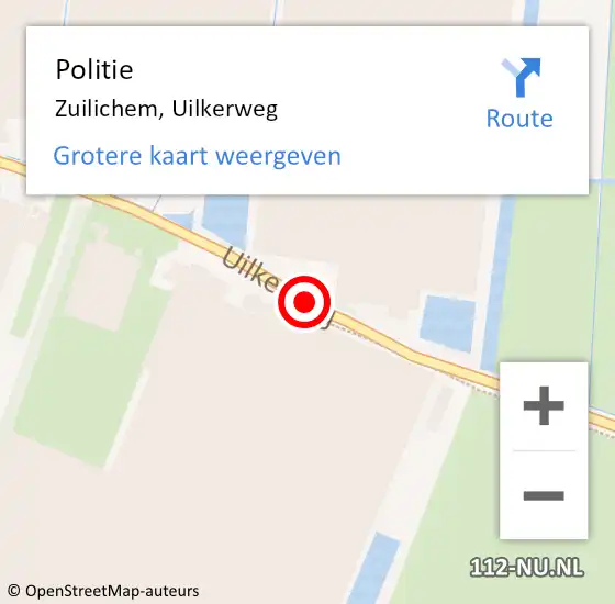 Locatie op kaart van de 112 melding: Politie Zuilichem, Uilkerweg op 2 januari 2016 16:18