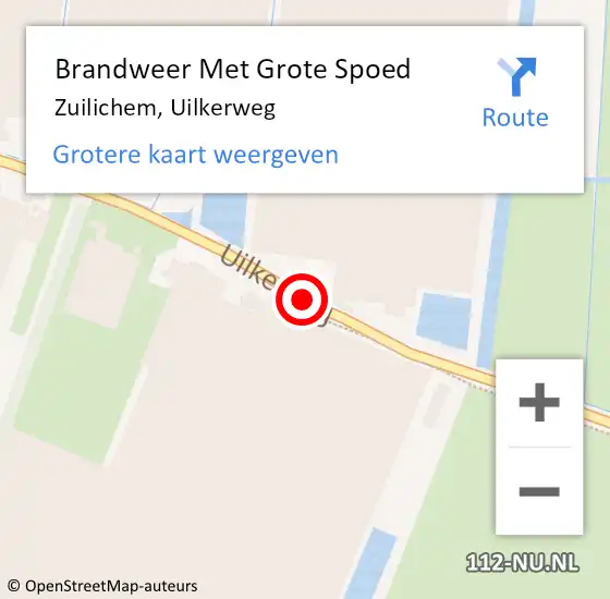 Locatie op kaart van de 112 melding: Brandweer Met Grote Spoed Naar Zuilichem, Uilkerweg op 2 januari 2016 16:20