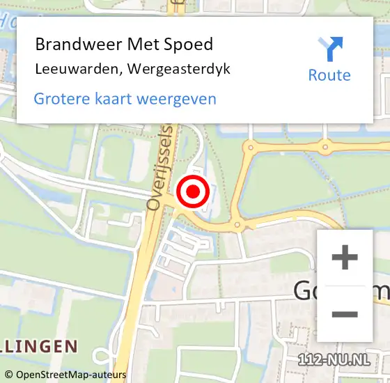 Locatie op kaart van de 112 melding: Brandweer Met Spoed Naar Leeuwarden, Wergeasterdyk op 2 januari 2016 16:39