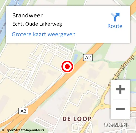 Locatie op kaart van de 112 melding: Brandweer Echt, Oude Lakerweg op 2 januari 2016 17:32