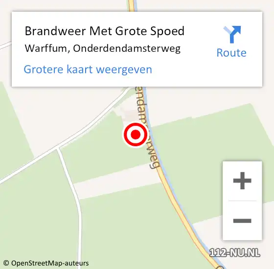 Locatie op kaart van de 112 melding: Brandweer Met Grote Spoed Naar Warffum, Onderdendamsterweg op 2 januari 2016 18:30