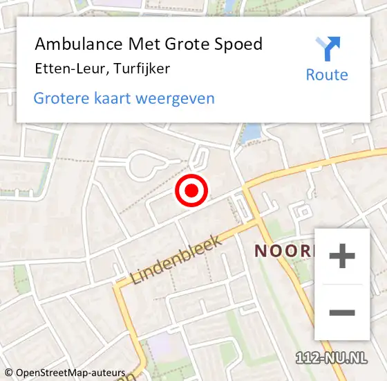 Locatie op kaart van de 112 melding: Ambulance Met Grote Spoed Naar Etten-Leur, Turfijker op 2 januari 2016 18:32