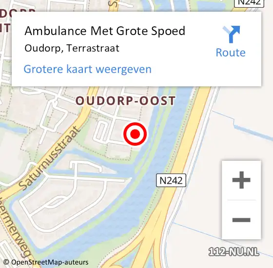 Locatie op kaart van de 112 melding: Ambulance Met Grote Spoed Naar Oudorp, Terrastraat op 2 januari 2016 18:34