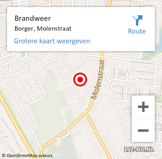 Locatie op kaart van de 112 melding: Brandweer Borger, Molenstraat op 2 januari 2016 18:43