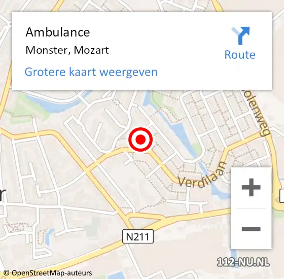 Locatie op kaart van de 112 melding: Ambulance Monster, Mozart op 2 januari 2016 19:44